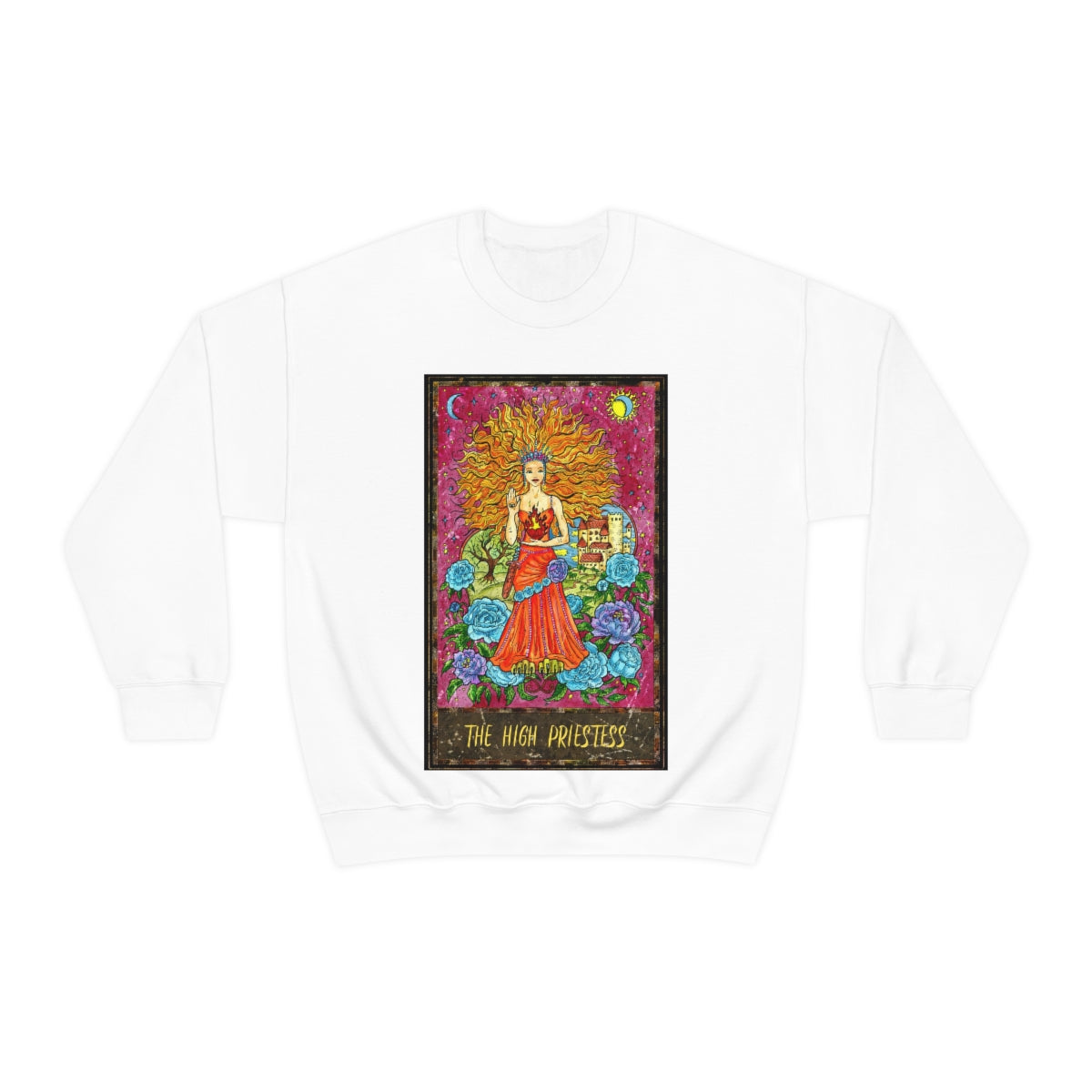 White The High Priestess Tarot Card Sweatshirt