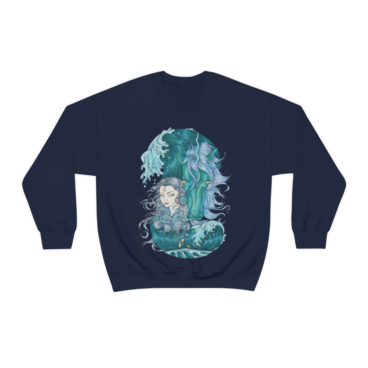 Navy Ice Blue Princess and Magic Unicorn Sweatshirt