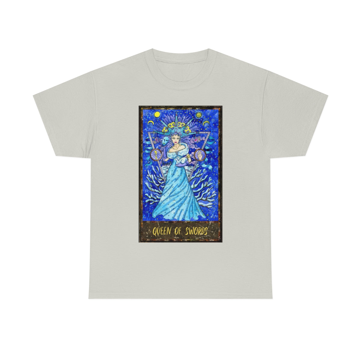 Ice Grey Queen of Swords Tarot Card T-Shirt