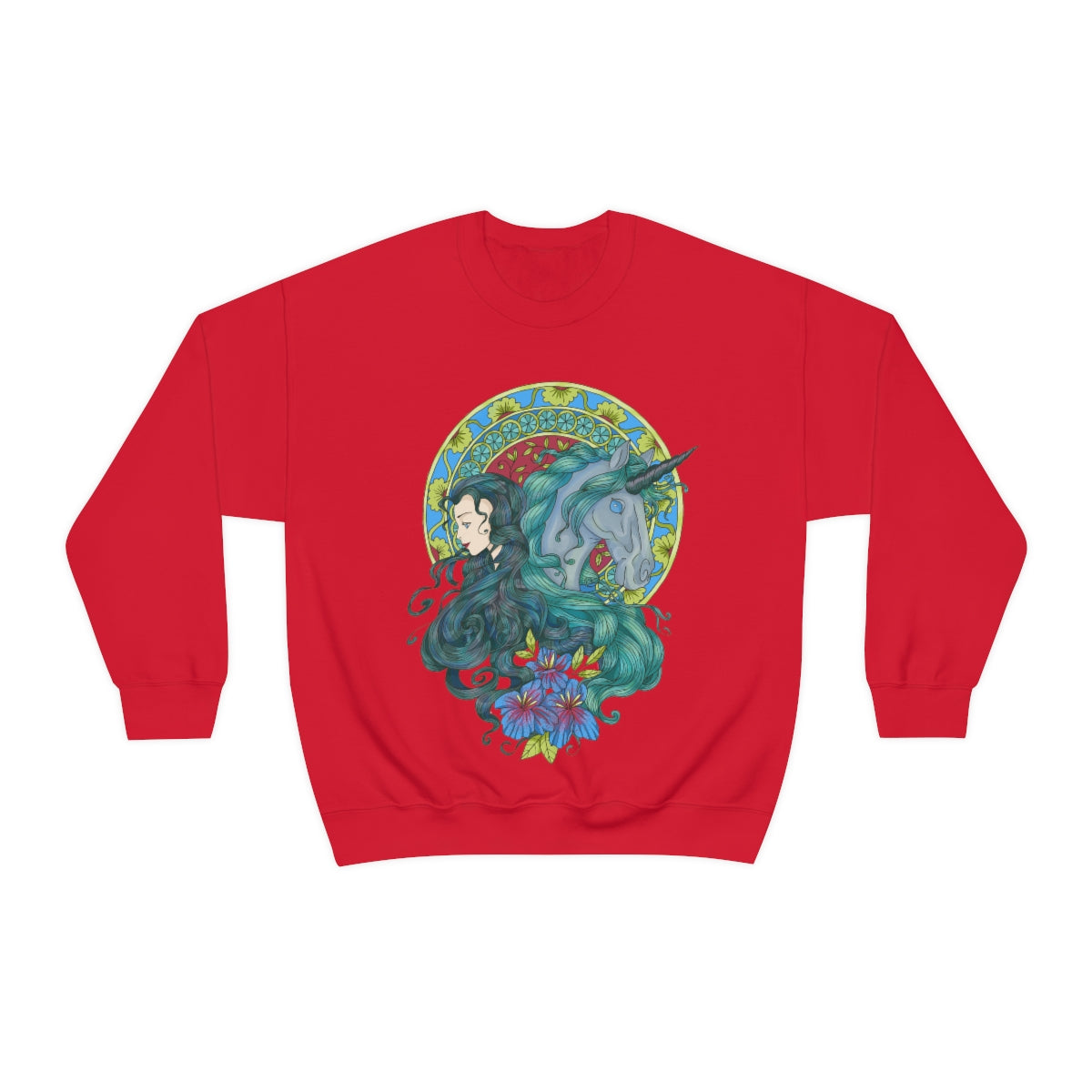 Red Caribbean Current Princess and Magic Unicorn Sweatshirt