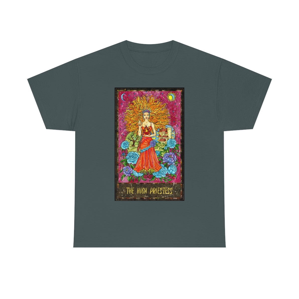 Charcoal The High Priestess Tarot Card T-shirt