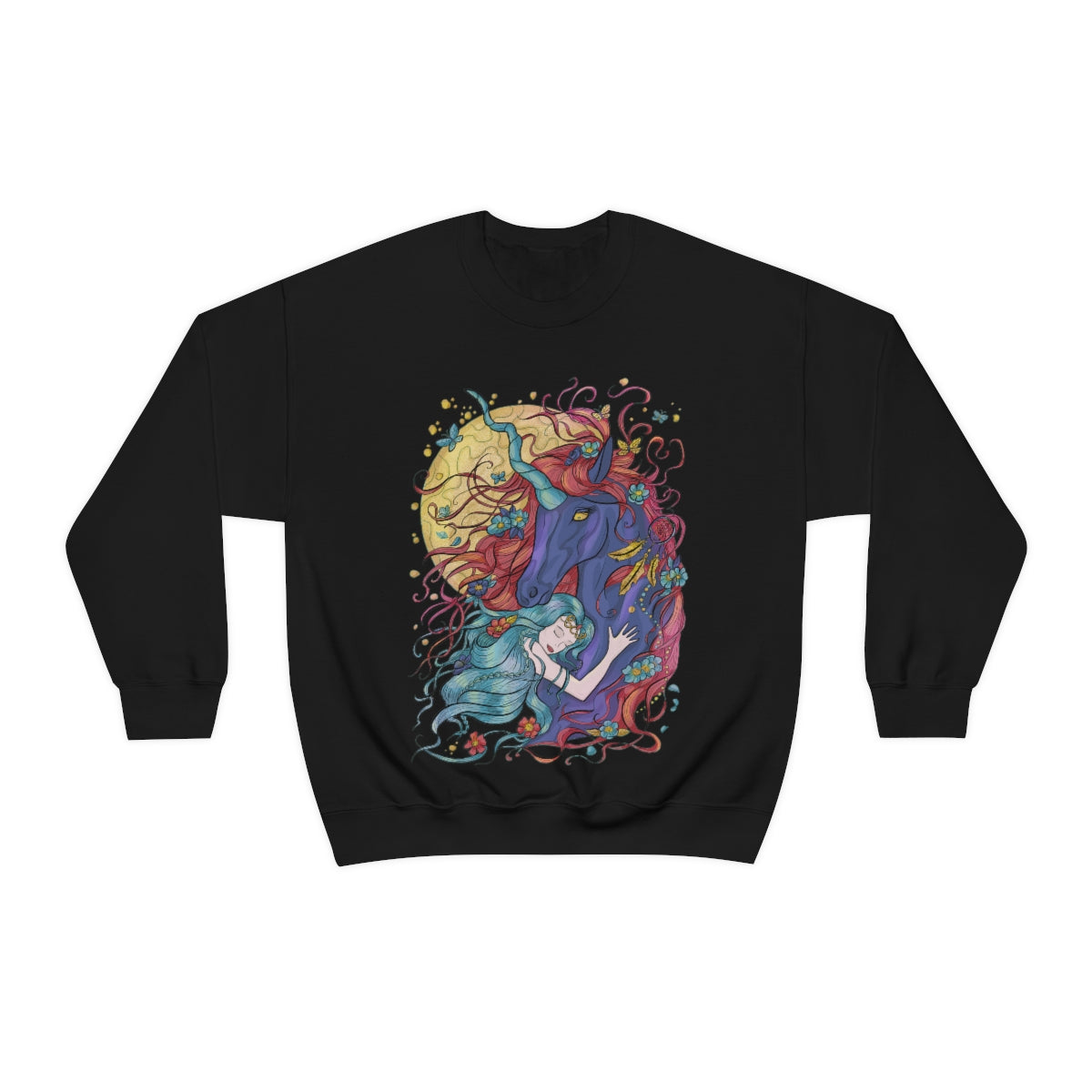 Black Cyan Princess and Magic Unicorn Sweatshirt