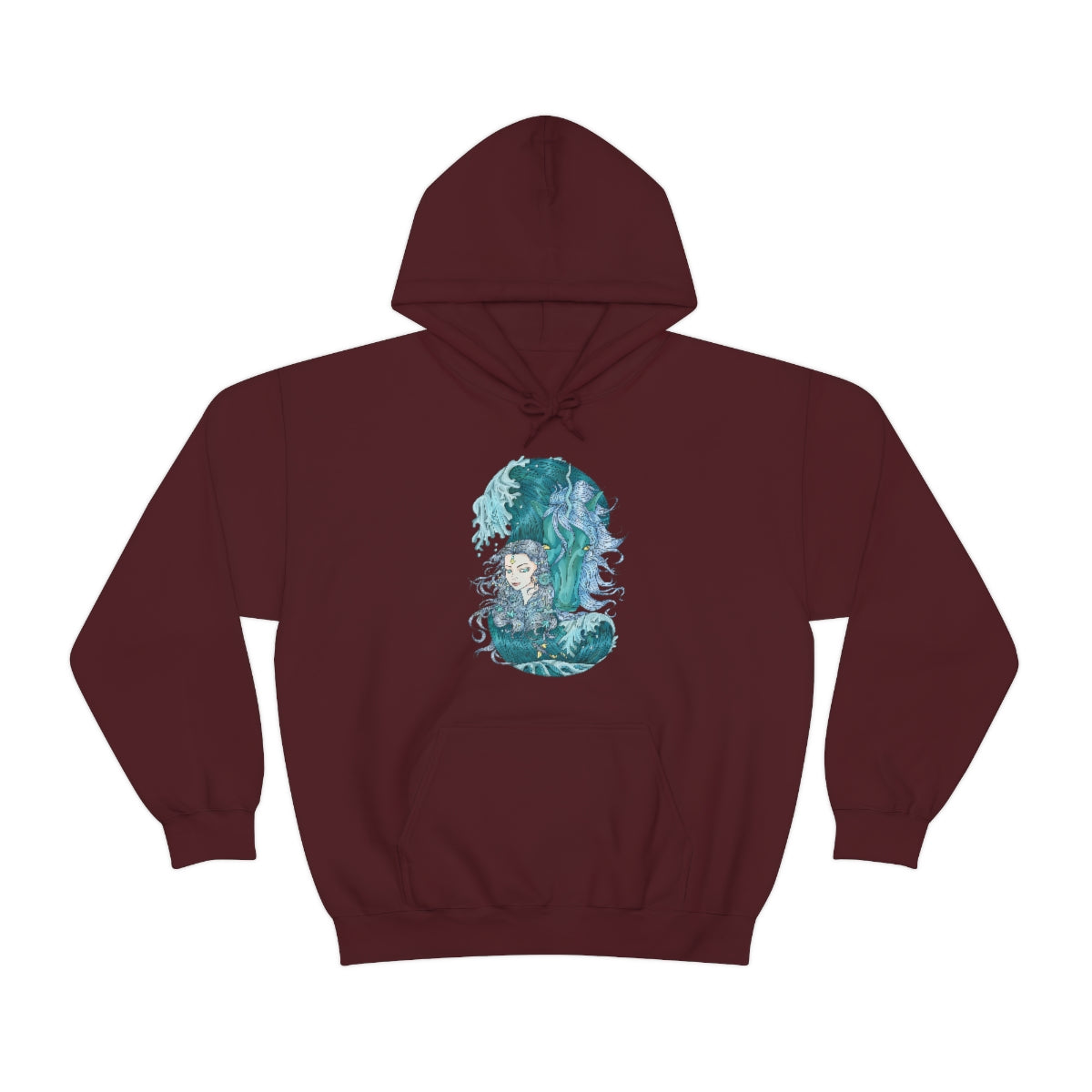 Maroon Icy Blue Princess and Magic Unicorn Hoodie