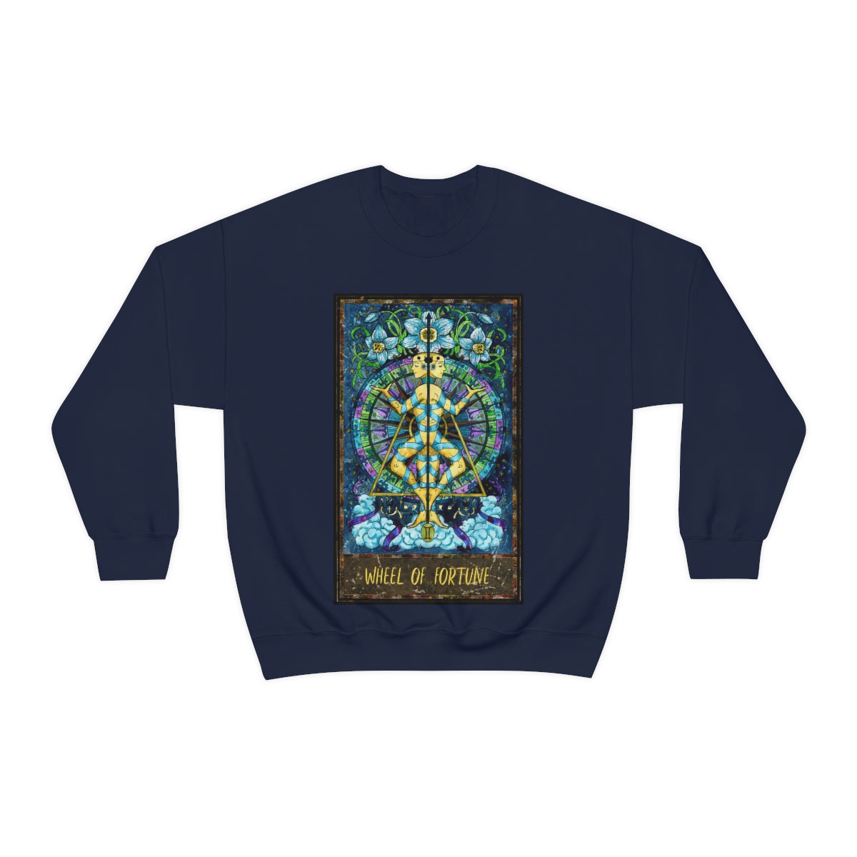 Navy Wheel of Fortune Tarot Card Sweatshirt