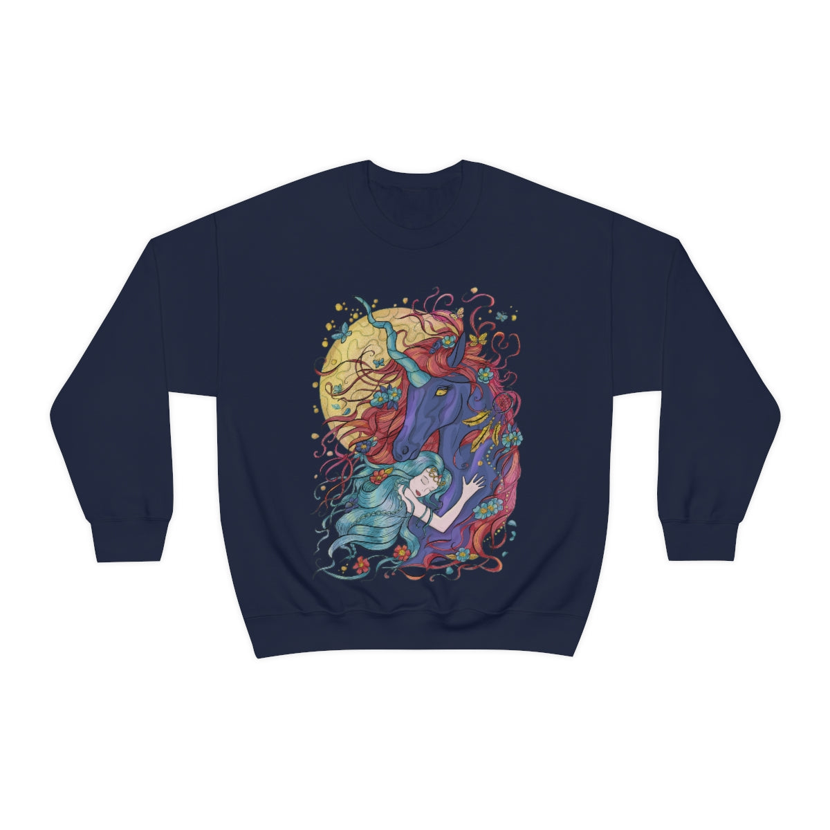 Navy Cyan Princess and Magic Unicorn Sweatshirt