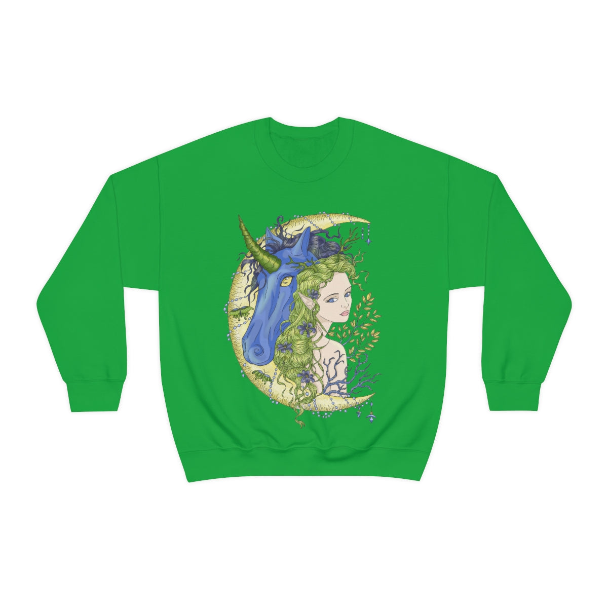 Irish Green Chartreuse Princess and Magic Unicorn Sweatshirt