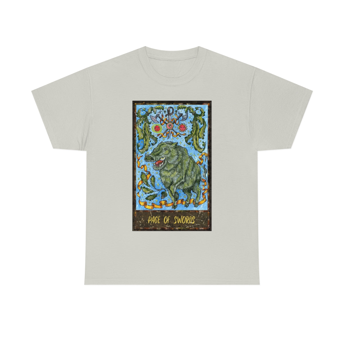 Ice Grey Page of Swords Tarot Card T-shirt