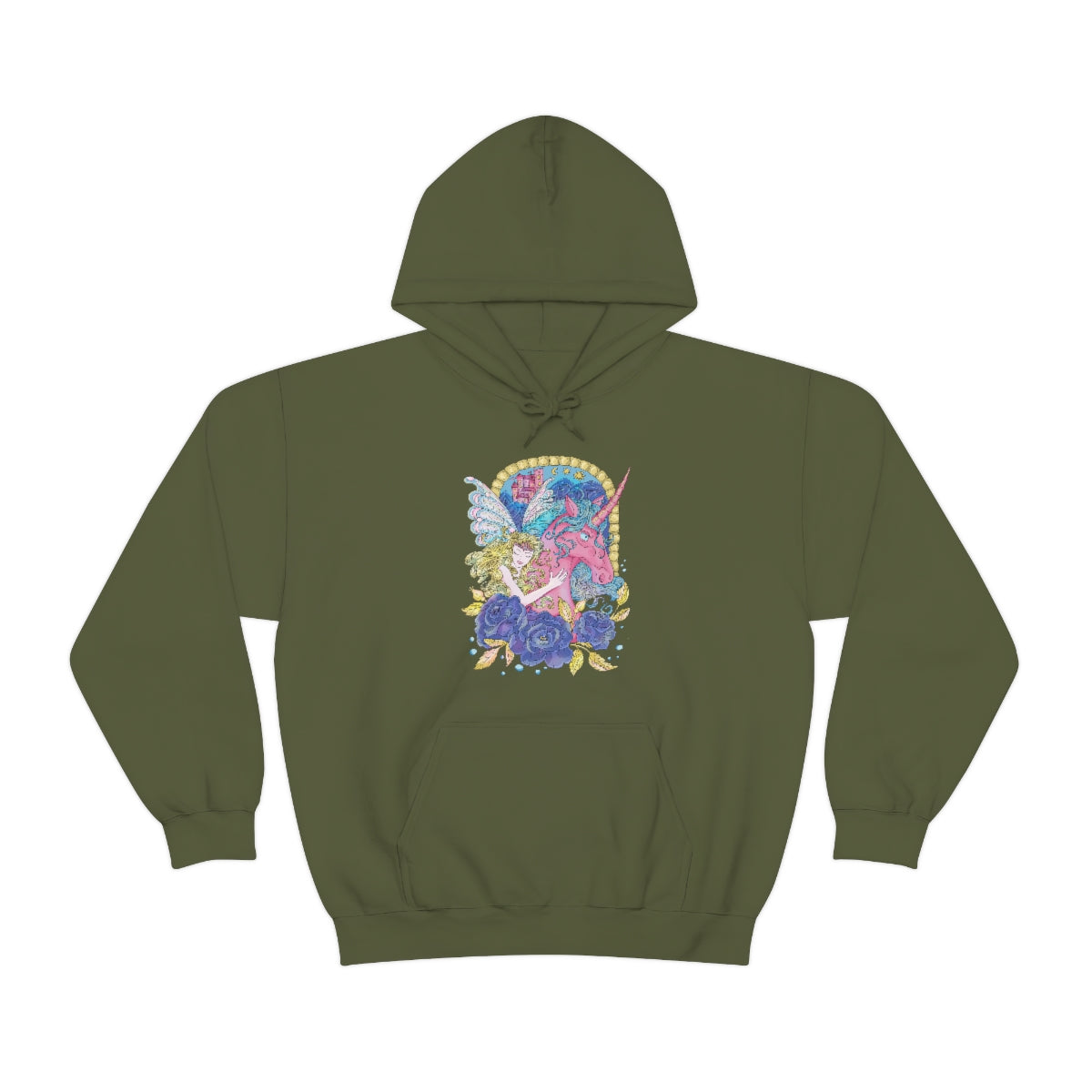 Military Green Blonde Princess and Magic Unicorn Hoodie