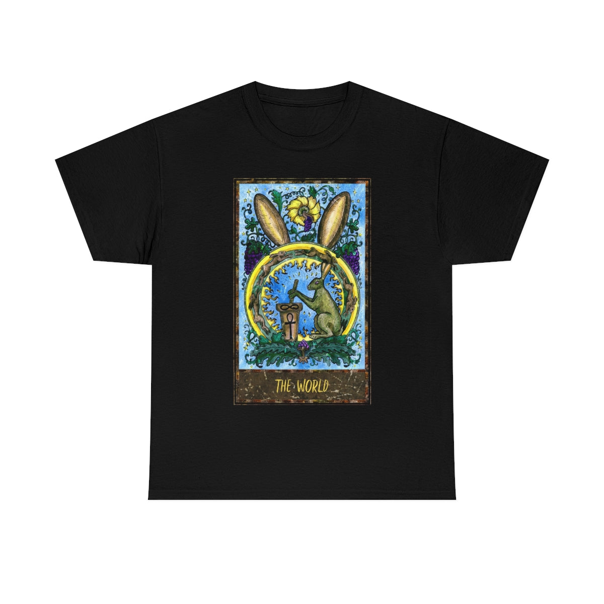 Black The World Tarot Card T-Shirt