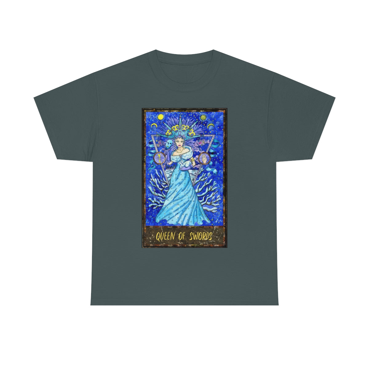 Charcoal Queen of Swords Tarot Card T-Shirt