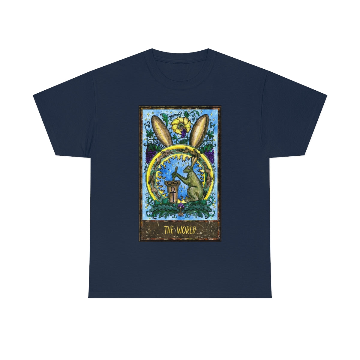 Navy The World Tarot Card T-Shirt