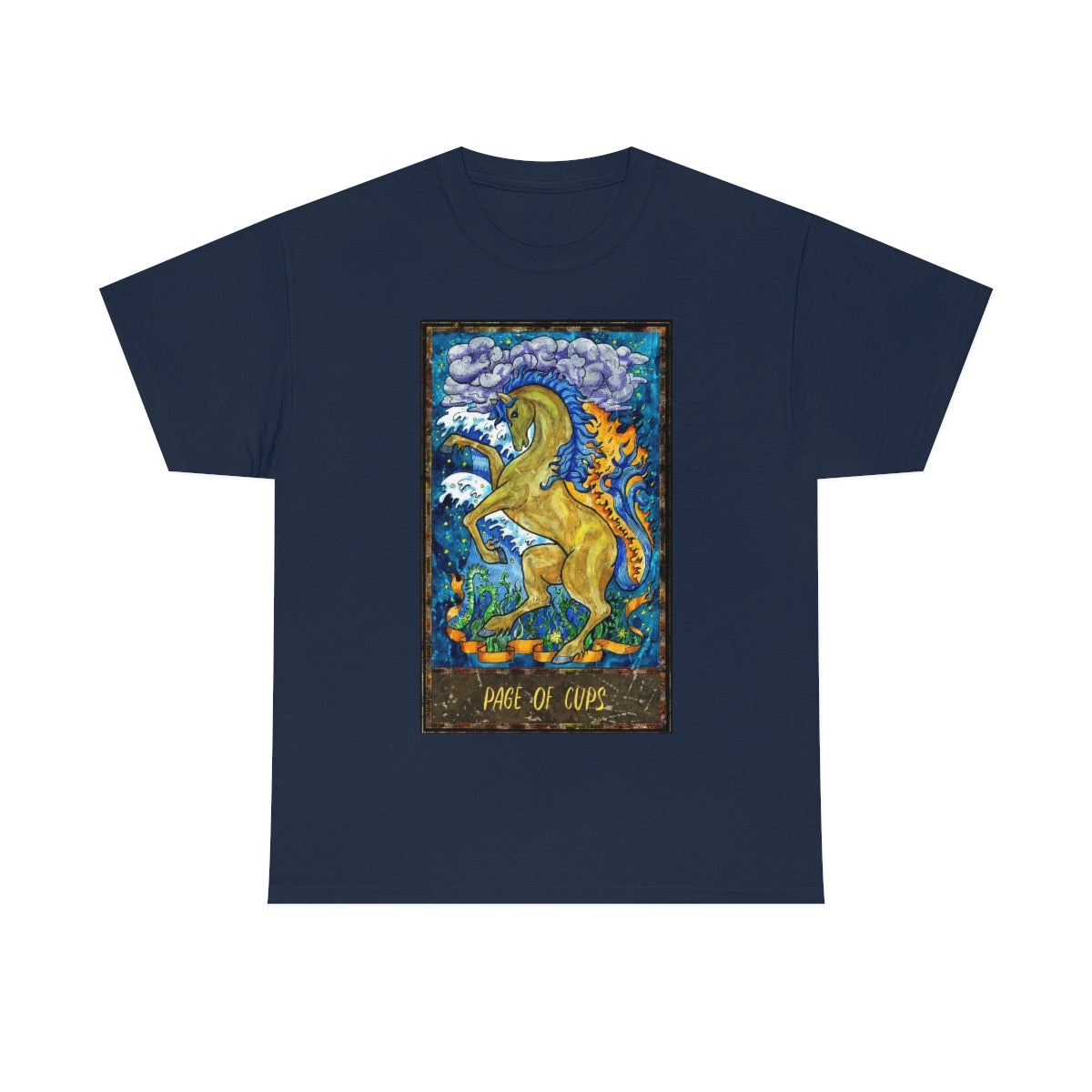 Navy Page of Cups Tarot Card T-shirt