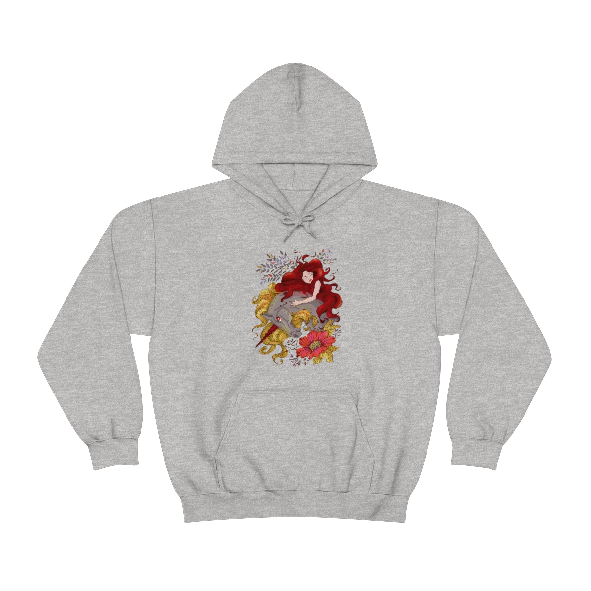 Sport Grey Red Princess and Magic Unicorn Hoodie