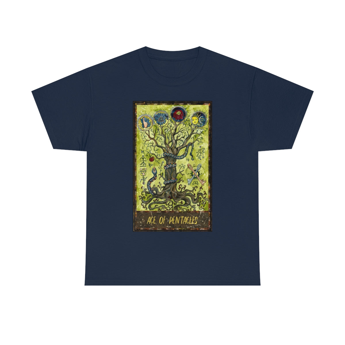 Navy Ace of Pentacles Tarot Card T-shirt