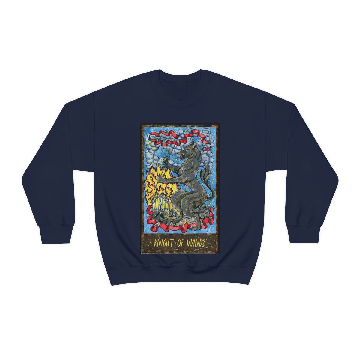 Navy Knight of Wands Tarot Card Sweatshirt