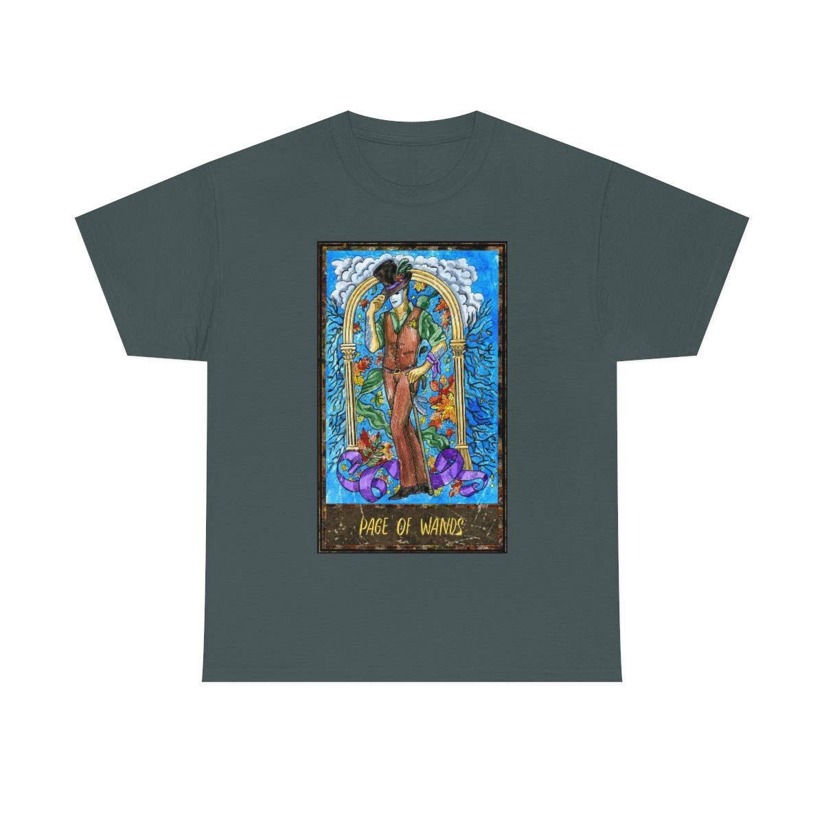 Charcoal Page of Wands Tarot Card T-shirt