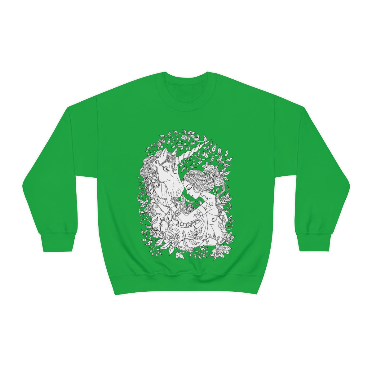 Irish Green Line Art Russet Princess and Magic Unicorn Sweatshirt