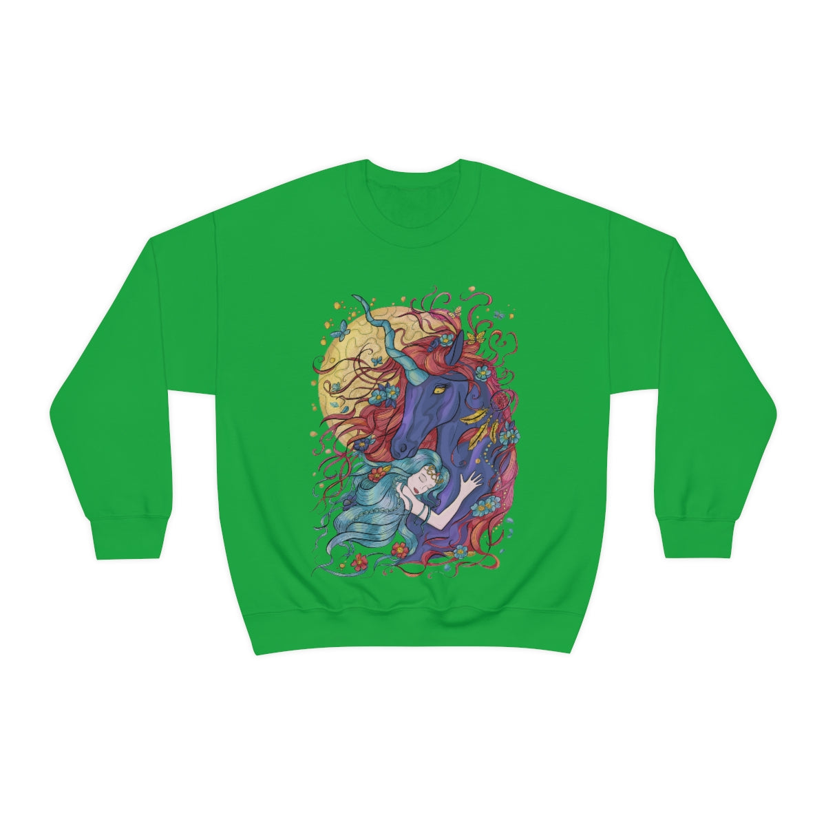 Irish Green Cyan Princess and Magic Unicorn Sweatshirt