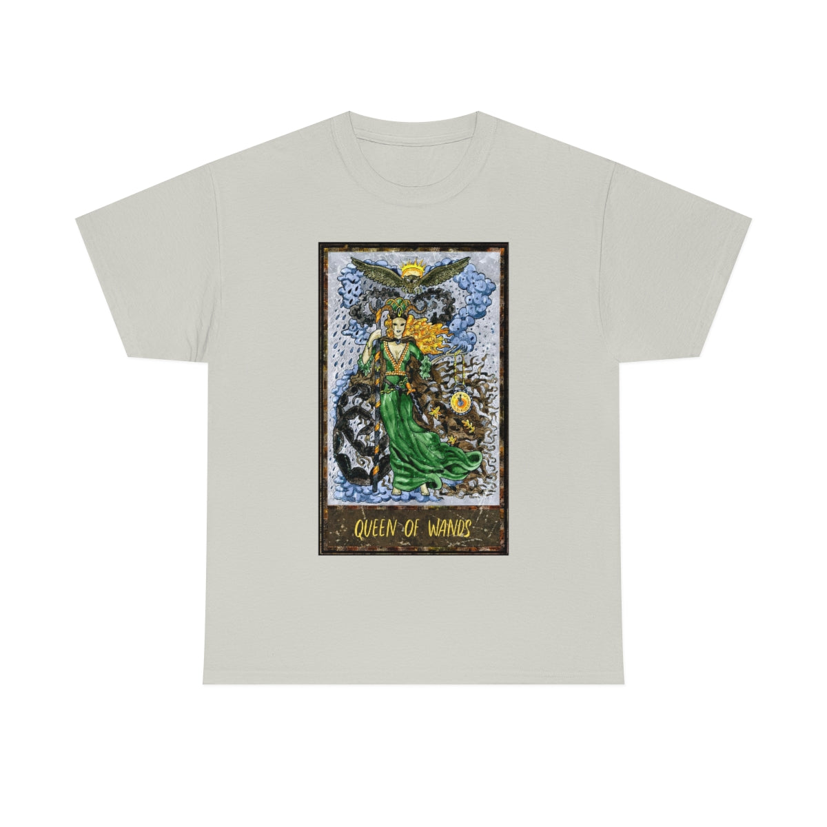 Ice Grey Queen of Wands Tarot Card T-Shirt