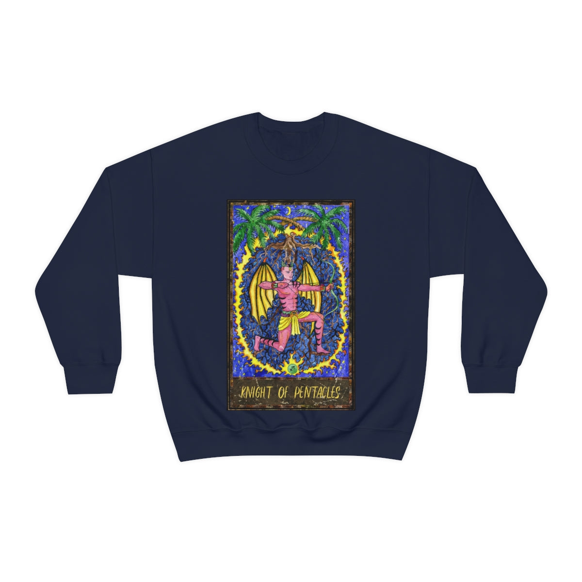 Navy Knight of Pentacles Tarot Card Sweatshirt