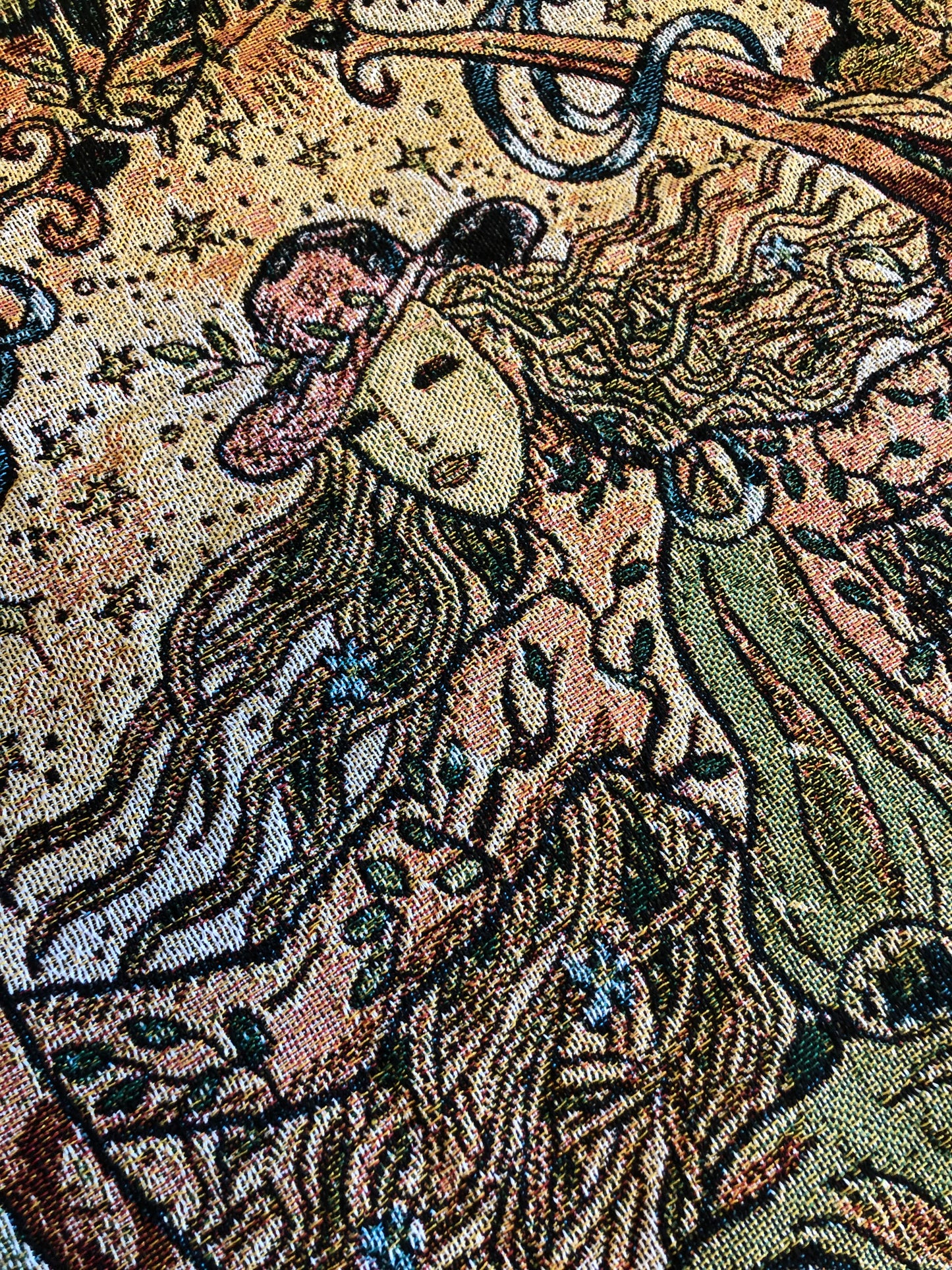 close up shot of The Fool - Tarot Card Throw Blanket/ Woven Tapestry