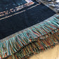 Close up shot of a folded The Emperor - Tarot Card Throw Blanket/ Woven Tapestry