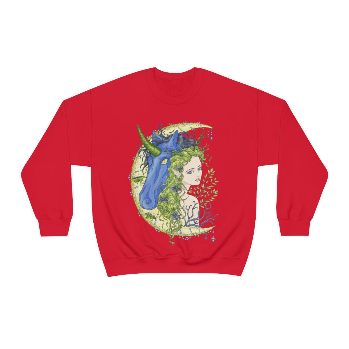 Red Chartreuse Princess and Magic Unicorn Sweatshirt