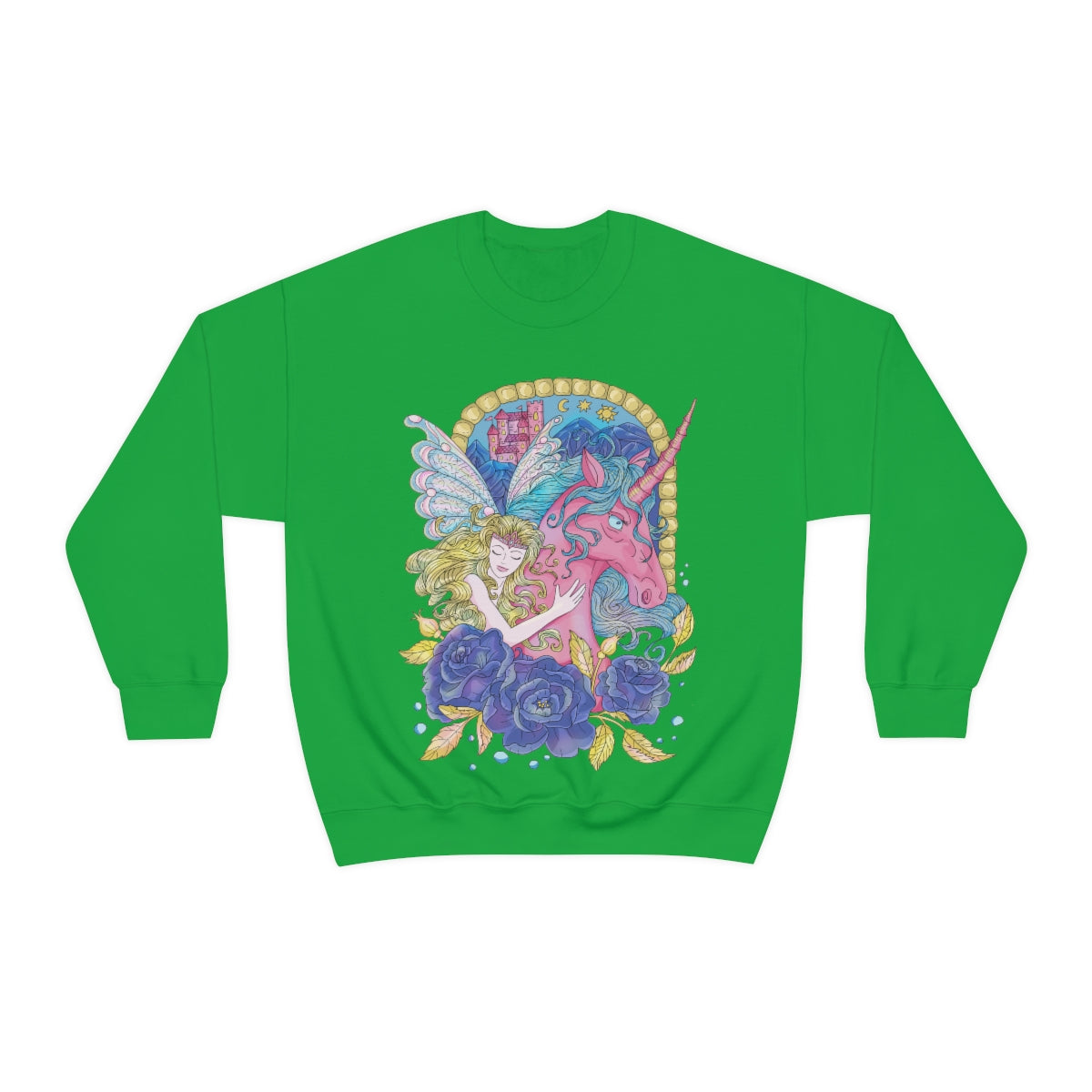 Irish Green Blonde Princess and Magic Unicorn Sweatshirt