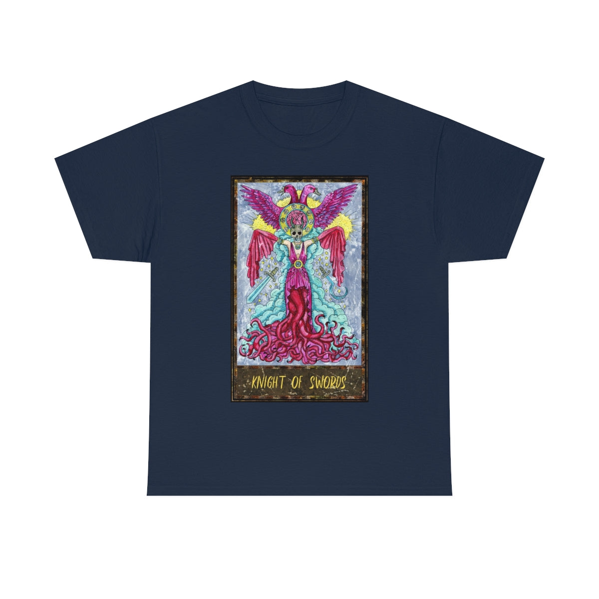 Navy Knight of Swords Tarot Card T-shirt