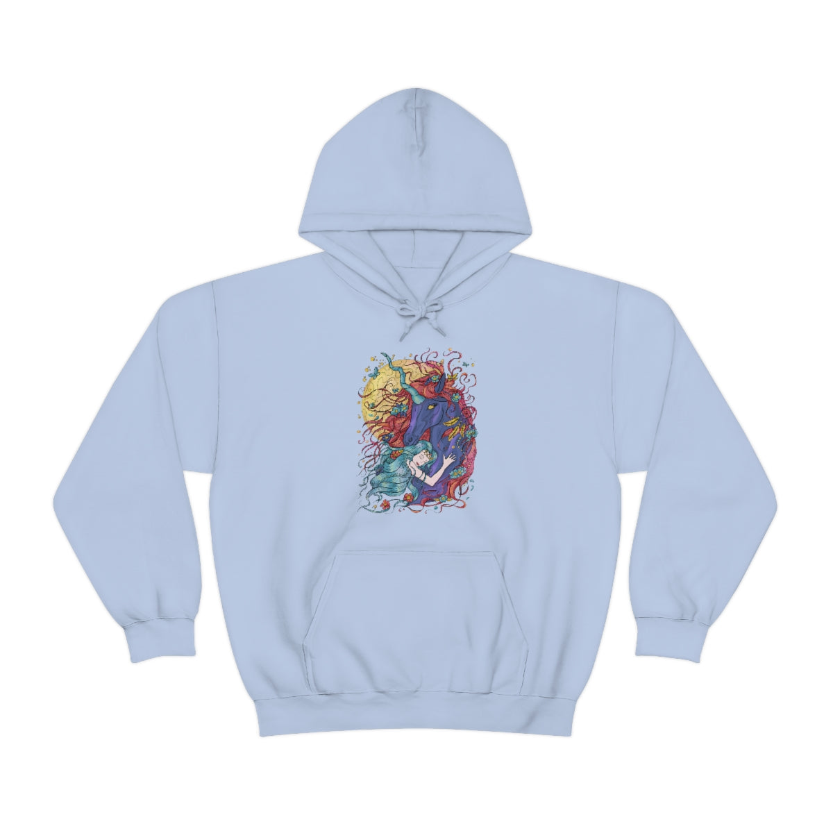 Light Blue Cyan Princess and Magic Unicorn Hoodie