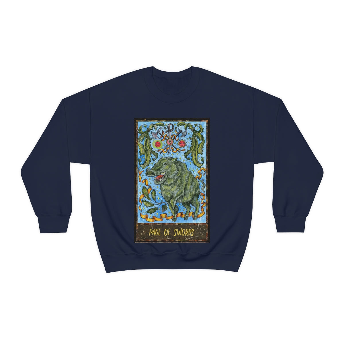 Navy Page of Swords Tarot Card Sweatshirt