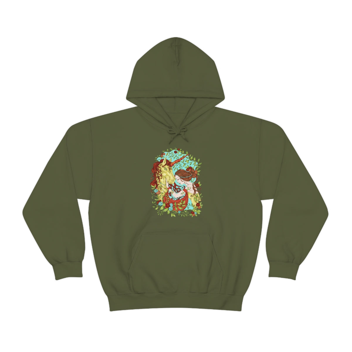 Military Green Russet Princess and Magic Unicorn Hoodie