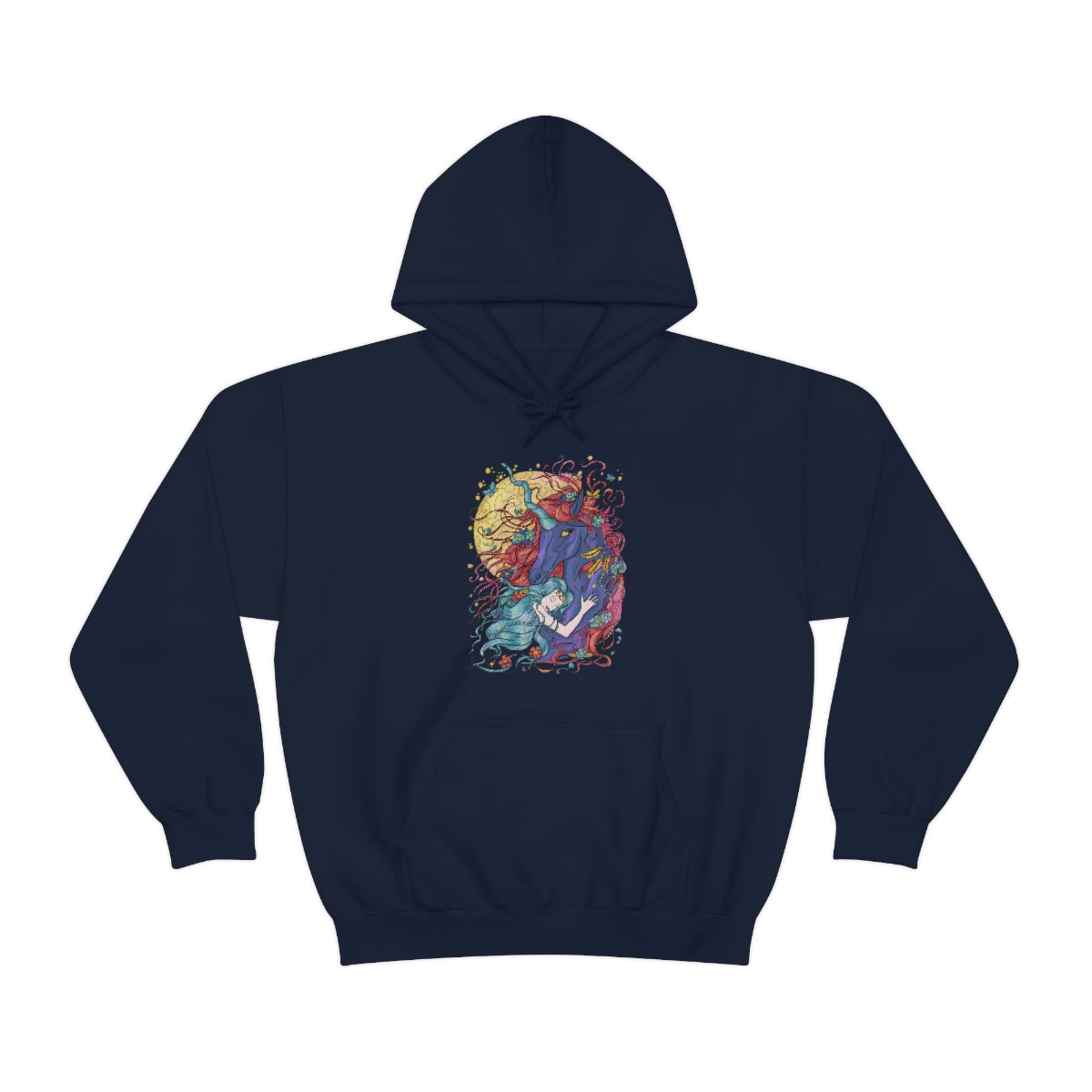 Navy Cyan Princess and Magic Unicorn Hoodie