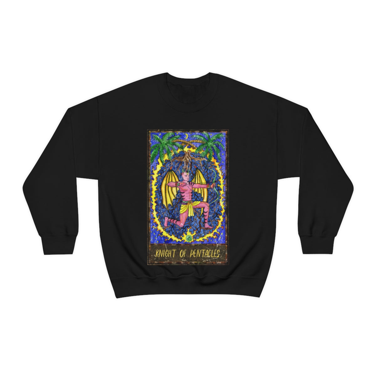 Black Knight of Pentacles Tarot Card Sweatshirt