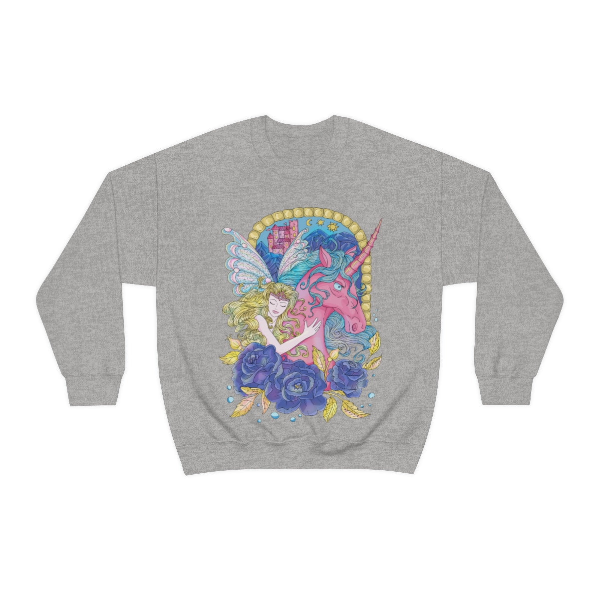 Sport Grey Blonde Princess and Magic Unicorn Sweatshirt