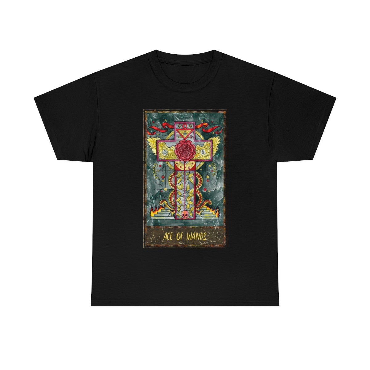 Black Ace of Wands Tarot Card T-shirt