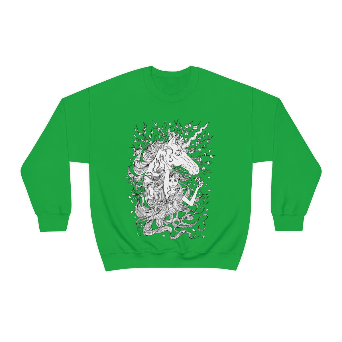 Irish Green Line Art Walnut Brown Princess and Magic Unicorn Sweatshirt