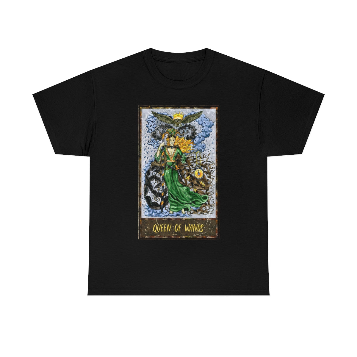 Black Queen of Wands Tarot Card T-Shirt