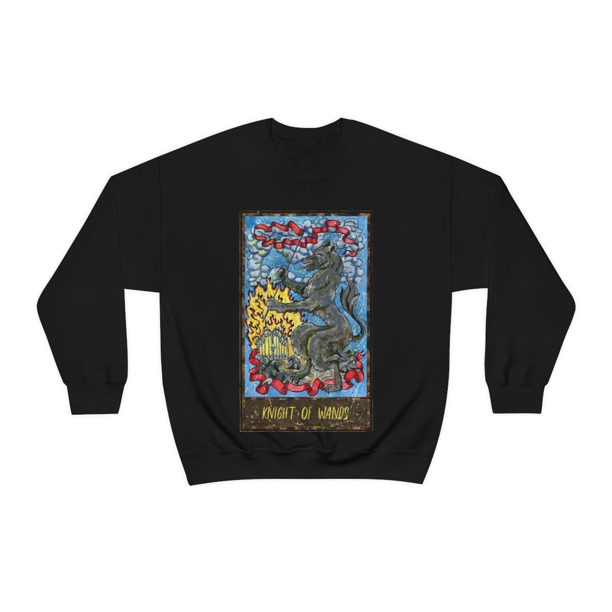 Black Knight of Wands Tarot Card Sweatshirt