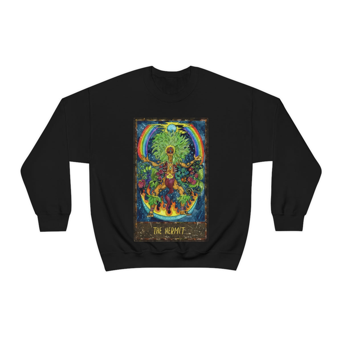 Black The Hermit Tarot Card Sweatshirt