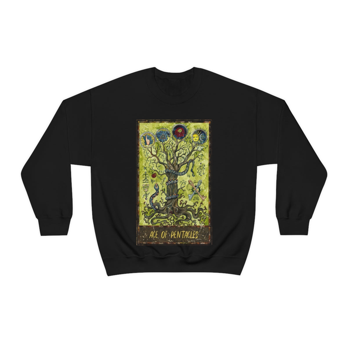 Black Ace of Pentacles Tarot Card Sweatshirt