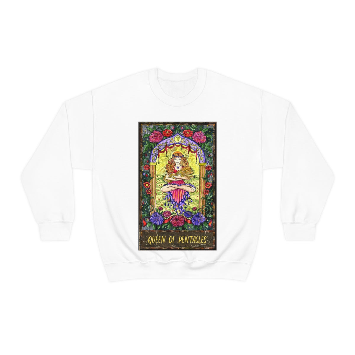 White Queen of Pentacles Tarot Card Sweatshirt