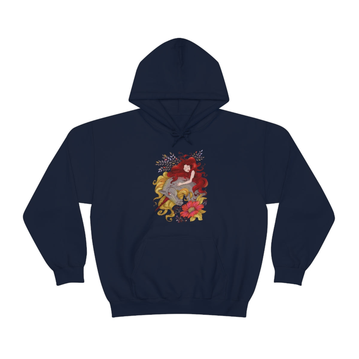 Navy Red Princess and Magic Unicorn Hoodie