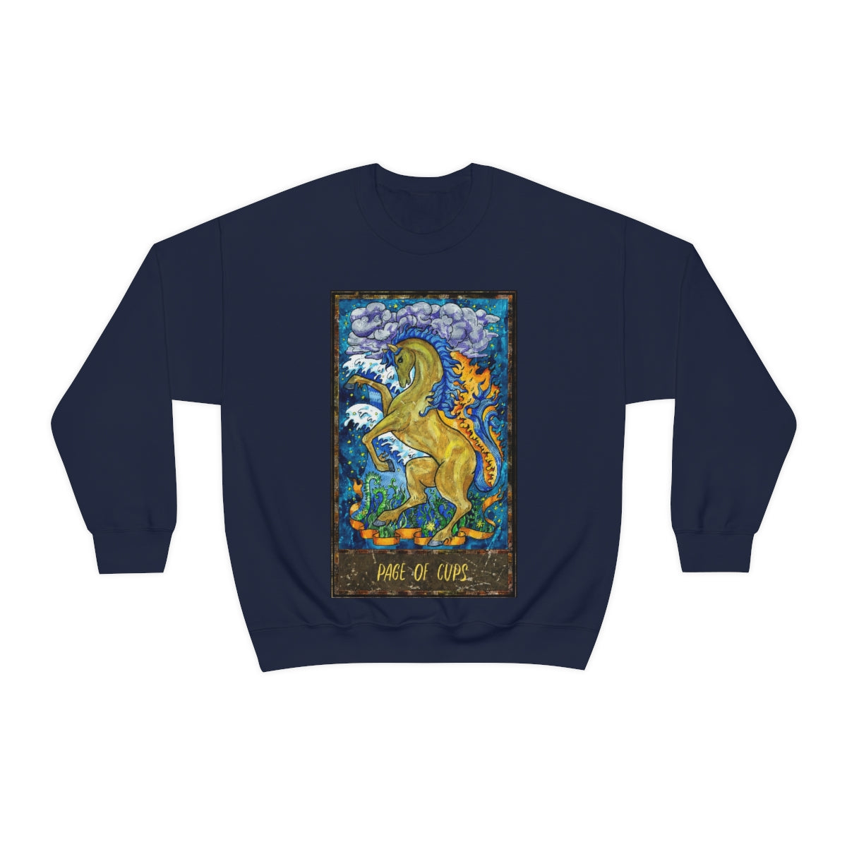 Navy Page of Cups Tarot Card Sweatshirt