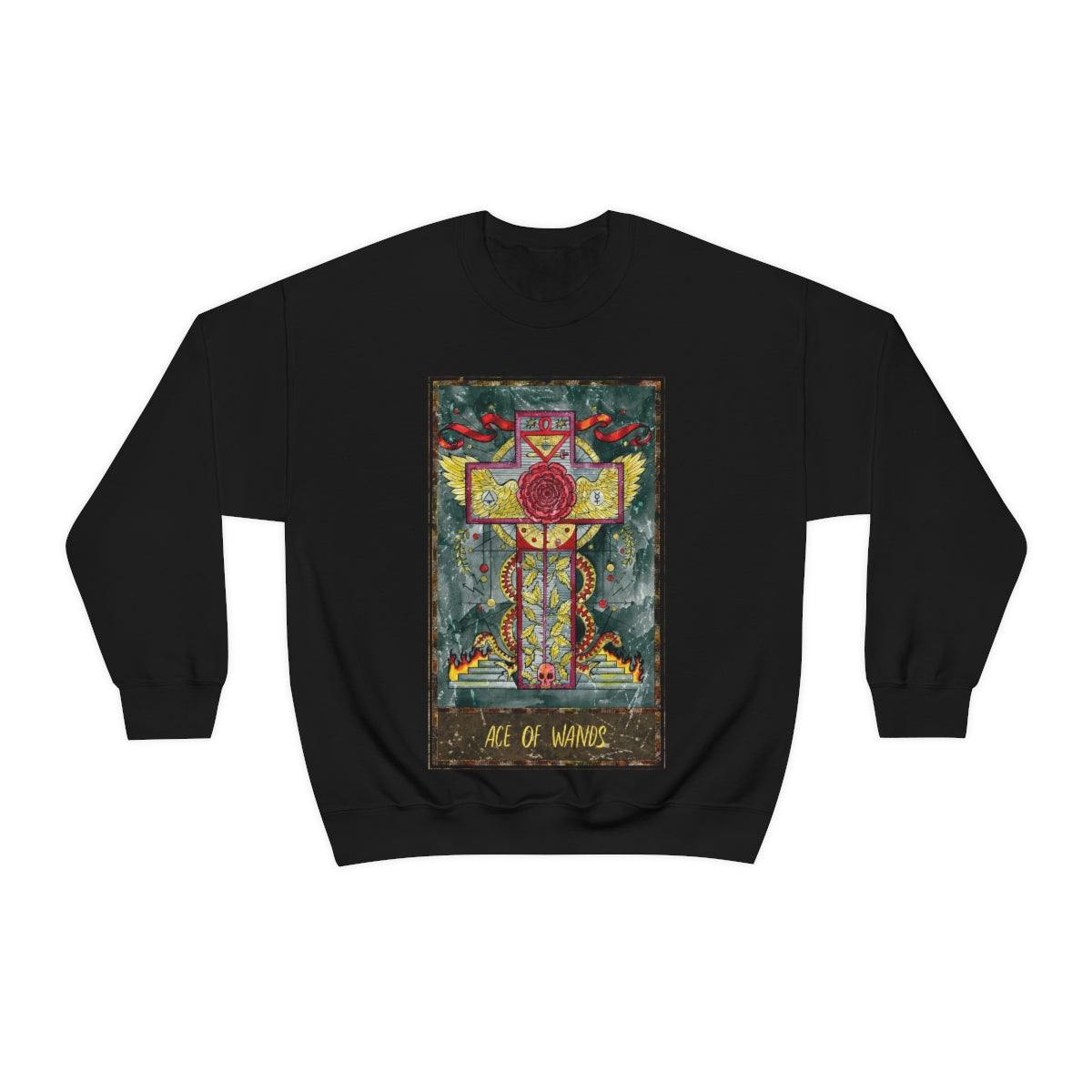 Black Ace of Wands Tarot Card Sweatshirt