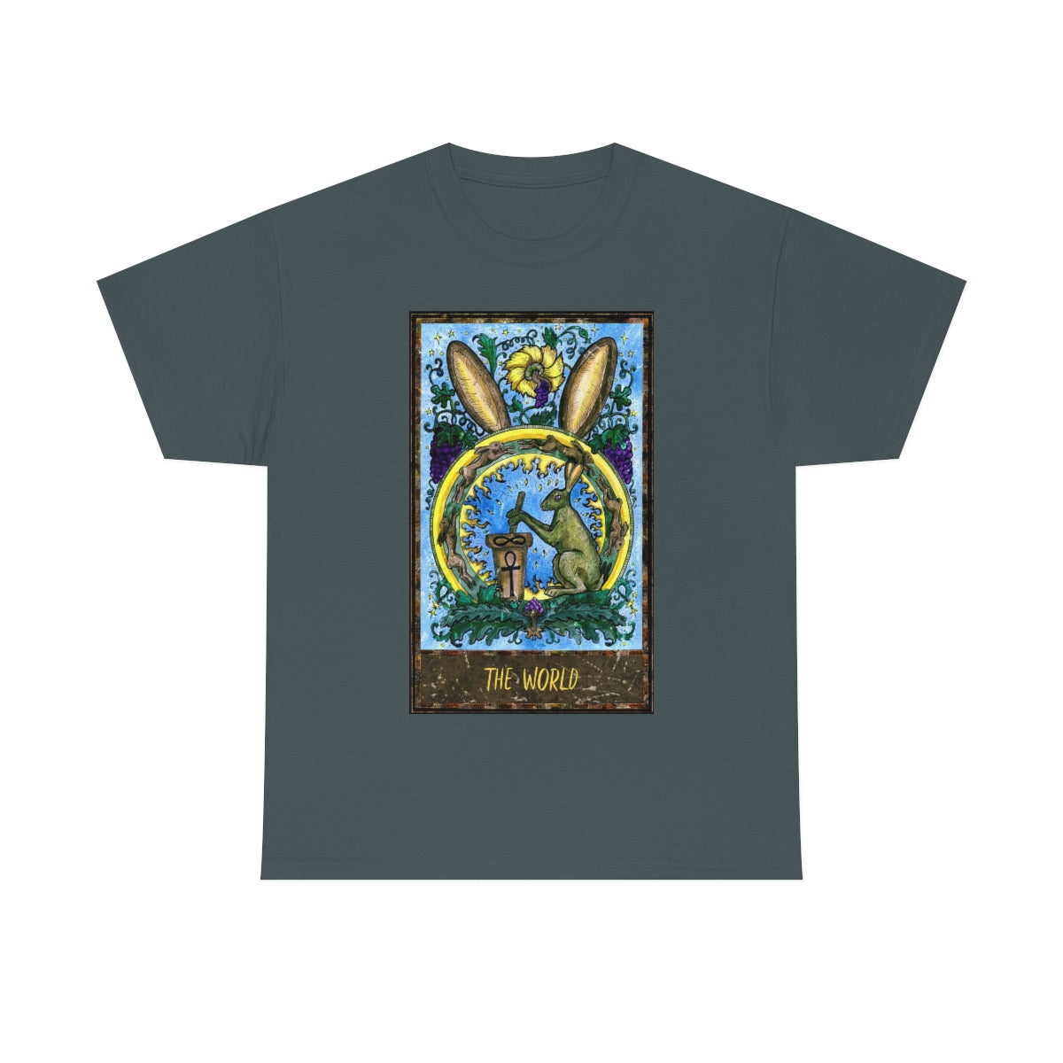 Charcoal The World Tarot Card T-Shirt