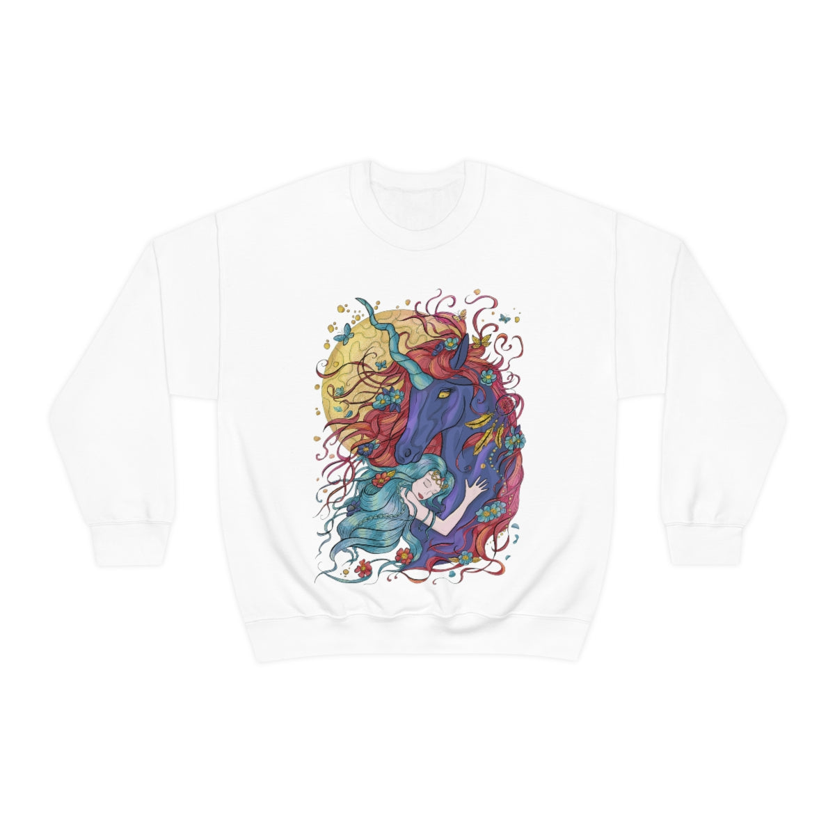 White Cyan Princess and Magic Unicorn Sweatshirt