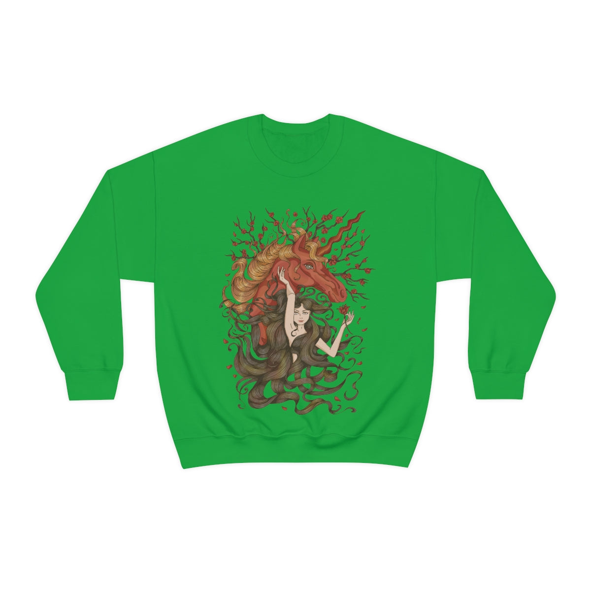 Irish Green Walnut Brown Princess and Magic Unicorn Sweatshirt