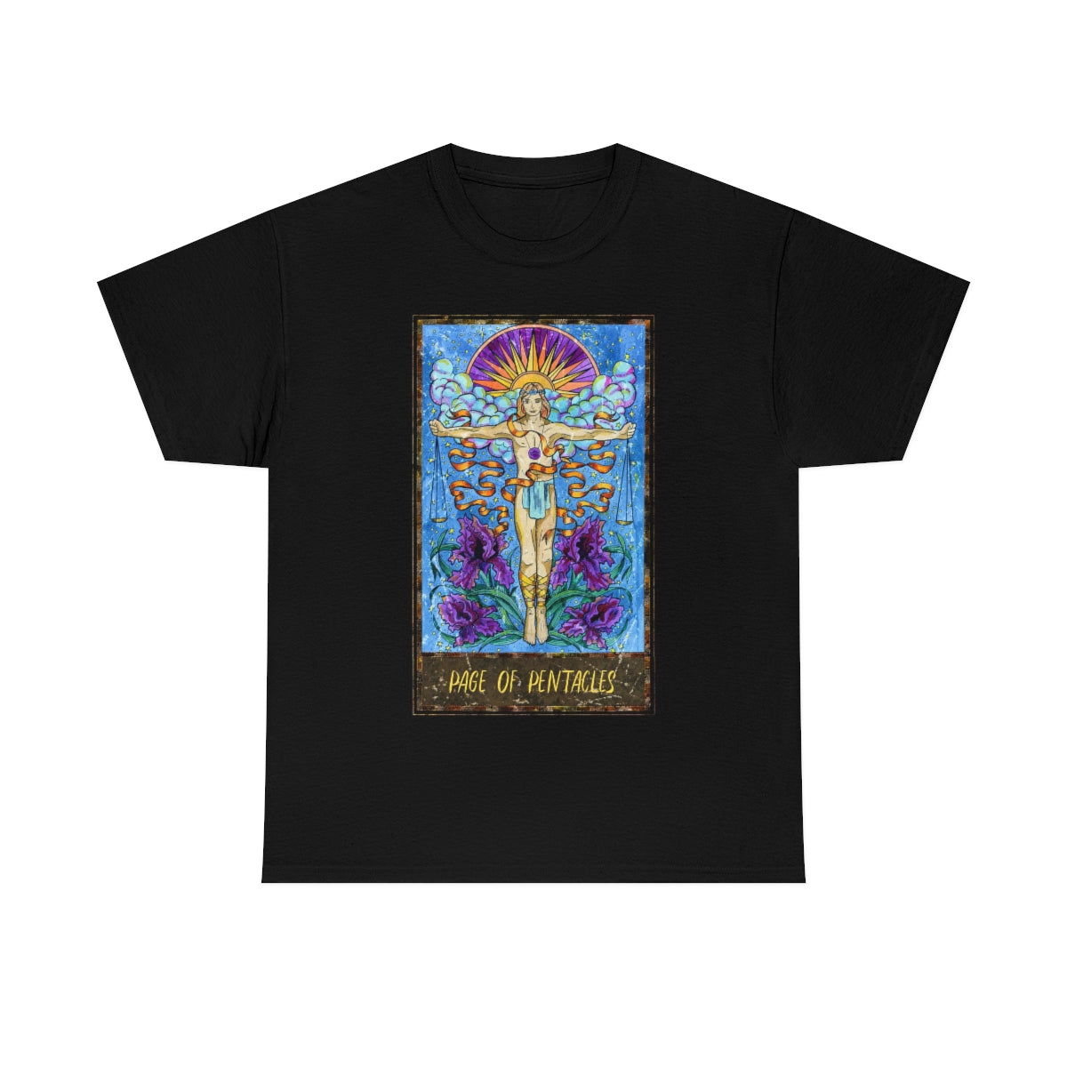 Black Page of Pentacles Tarot Card T-shirt