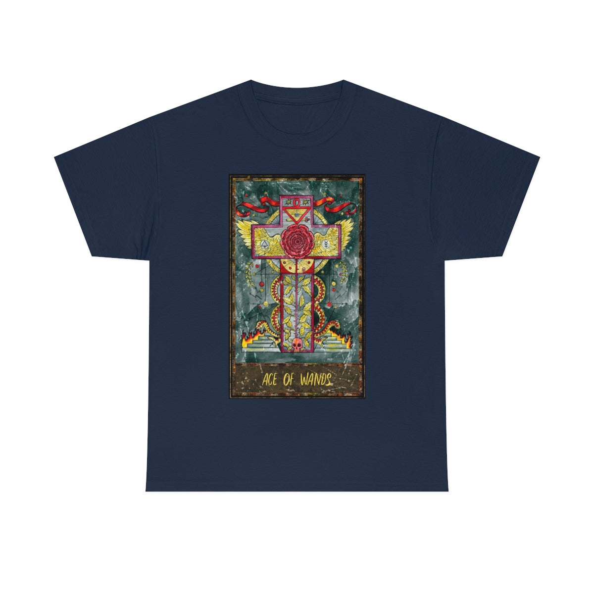 Navy Ace of Wands Tarot Card T-shirt